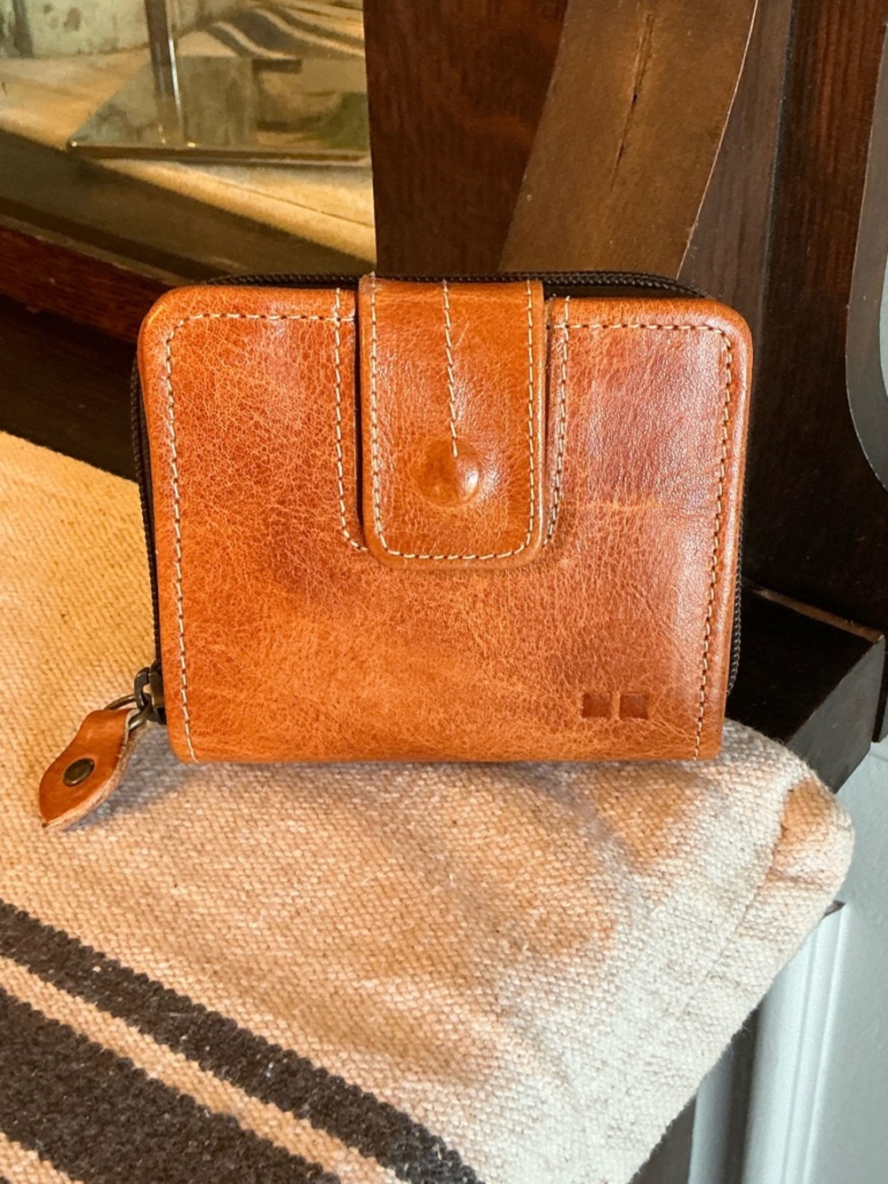 NWOT Bed Stu Leather Plus Wallet Pecan DD Dip Dyed MSRP $165